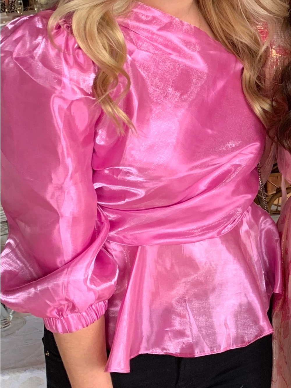 MAJORELLE Shimmery Lilac One-Shoulder Blouse
